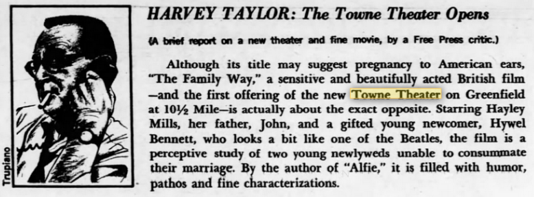 Towne Theatres 4 (AMC Towne 4 Theatres) - Aug 1967